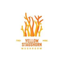 yellow stagshorn mushroom logo illustration is suitable for vegetable shops and gardens, both for posters and web icons. vector