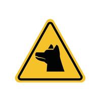 guard dog danger warning sign on yellow triangle board. Suitable for posters and web icons vector