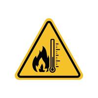 high temperatur warning sign on yellow triangle board. Suitable for posters and web icons vector