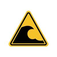 tsunami hazard zone warning sign on yellow triangle board. Suitable for posters and web icons vector