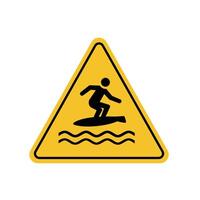 surf craft area sign with yellow triangle board. Suitable for poster and web icon vector