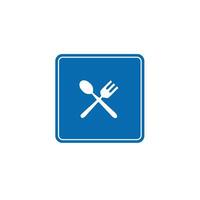 road sign icon, eating place on blue checkered board. suitable for poster use and web icon vector