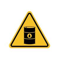 oil barrel warning sign on yellow triangle board. Suitable for posters and web icons vector