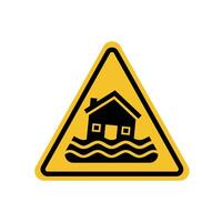 flood wearing zone warning sign on yellow triangle board. Suitable for posters and web icons vector