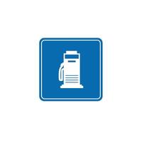 road sign icon, minimalist public pump symbol on blue checkered board. suitable for poster and web icon use vector