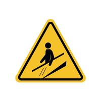 warning to use handle sign on yellow triangle board. Suitable for posters and web icons vector