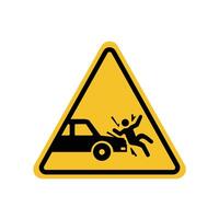 Warning sign of car accident hit someone on yellow triangle board. Suitable for poster and web icon vector