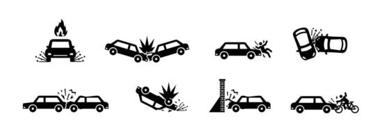 car accident warning sign on yellow triangle board. Suitable for posters and web icons vector