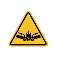 car accident warning sign on yellow triangle board. Suitable for posters and web icons vector