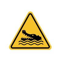 crocodile zone warning sign on yellow triangle board. Suitable for posters and web icons vector
