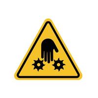Warning sign of danger of being trapped by sharp objects on a yellow triangle board. Suitable for posters and web icons vector