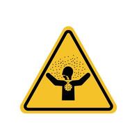 toxic gases asphyxiation symbol on the yellow triangle sign. Suitable for posters and web icons vector