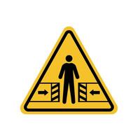 risk of crushing warning sign on yellow triangle board. Suitable for posters and web icons vector