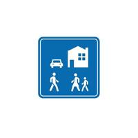 road sign icon, minimalist home zone symbol in blue checkered board. suitable for poster and web icon use vector