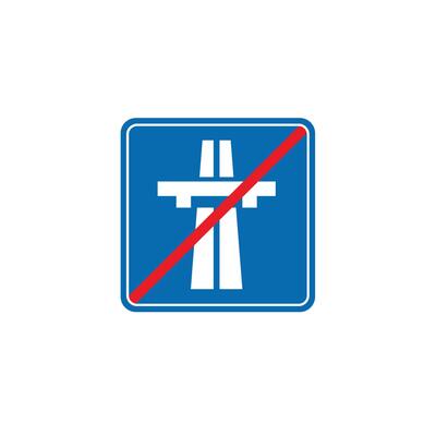 road sign icon, Motorway ends traffic on blue checkered board. suitable for poster use and web icon