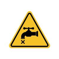 drought warning sign, tap with cross on yellow triangle board. Suitable for posters and web icons vector