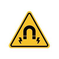 Warning strong magnetic field on a yellow triangle board. Suitable for posters and web icons vector
