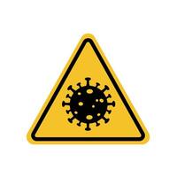 covid warning on yellow triangle sign. Suitable for posters and web icons vector