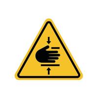 Warning sign of danger of being trapped objects on a yellow triangle board. Suitable for posters and web icons vector