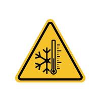 low temperatur warning sign on yellow triangle board. Suitable for posters and web icons vector