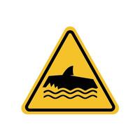 Shark warning sign on yellow triangle board. Suitable for posters and web icons vector