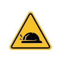 hard hat area warning sign on yellow triangle board. Suitable for posters and web icons vector