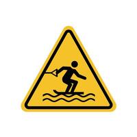 water skiing area a yellow triangle board. Suitable for posters and web icons vector