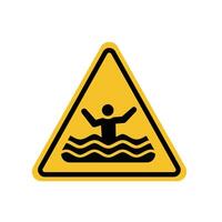 risk of drowning zone sign on yellow triangle board. Suitable for posters and web icons vector