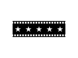 Visual of the Five -5- Star Sign in the Filmstrip Silhouette. Rating Icon Symbol for Film or Movie Review, Pictogram, Apps, Website or Graphic Design Element. Rating 5 Star vector