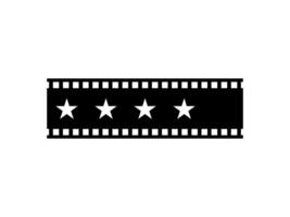 Visual of the Five -5- Star Sign in the Filmstrip Silhouette. Rating Icon Symbol for Film or Movie Review, Pictogram, Apps, Website or Graphic Design Element. Rating 4 Star vector