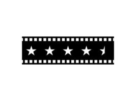 Visual of the Five -5- Star Sign in the Filmstrip Silhouette. Rating Icon Symbol for Film or Movie Review, Pictogram, Apps, Website or Graphic Design Element. Rating 4,5 Star vector