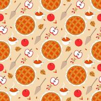 Seamless pattern with apple pies, apples, berries. graphics. vector