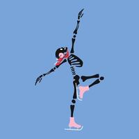 a skeleton is skating on ice vector