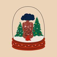 a woman in a snow globe with christmas trees vector