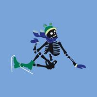 a skeleton is sitting on a skateboard vector