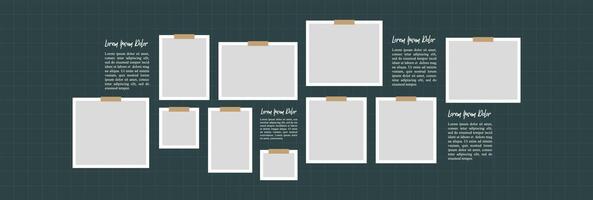 Pictures or photos frame collage layout abstract photo frames and digital photo wall template vector