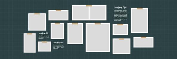 abstract photo frames and digital photo wall template vector