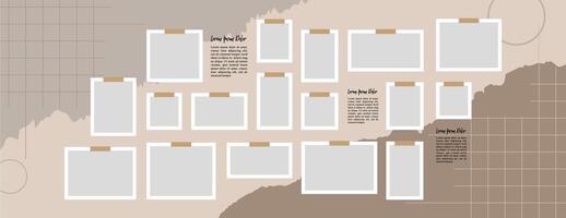 Collage photo effect with text template vector