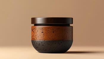A beautifully designed ceramic jar featuring a unique speckled pattern in earthy tones. Perfect for storing various items or as a decorative piece, enhancing any space. photo