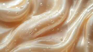 Close-up of creamy texture with bubbles, representing smooth and luxurious consistency, ideal for cosmetic or food-related themes. photo