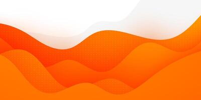 Colorful orange wave geometric business banner on white background design. Creative banner design with curve shape and shadow for template. Simple horizontal banner. vector