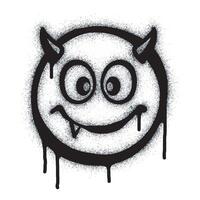 Spray Painted Graffiti smiling devil child face emoticon isolated on white background. vector