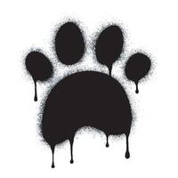 Spray Painted Graffiti Paw Print icon Sprayed isolated with a white background. graffiti paw icon with over spray in black over white. vector