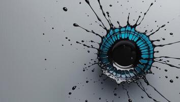 A bullet hole in the wall with water splashing photo