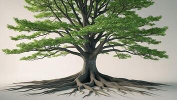 Tree with roots on white background photo