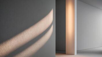 A room with a light shining on the wall photo