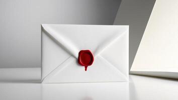 An envelope with a red wax seal on top photo