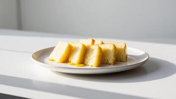 A plate with slices of cake on it photo