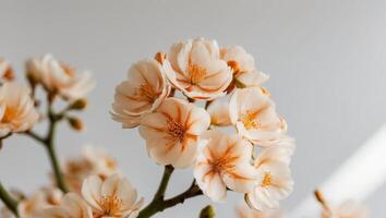 Close up of orange flowers on a white background photo