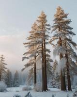 Winter trees in the snow photo